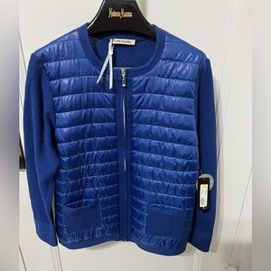 NEW BLUE GUILTED  JACKET size 46 100% COTTON